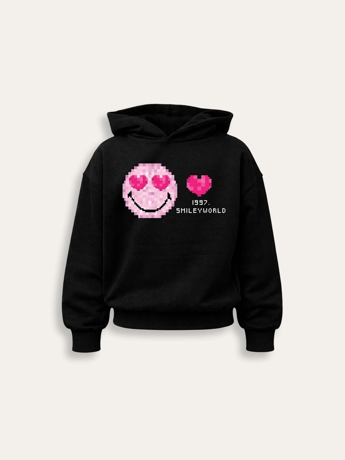 Brand Threads Black Hoodie with Iconic Face Print - image 4