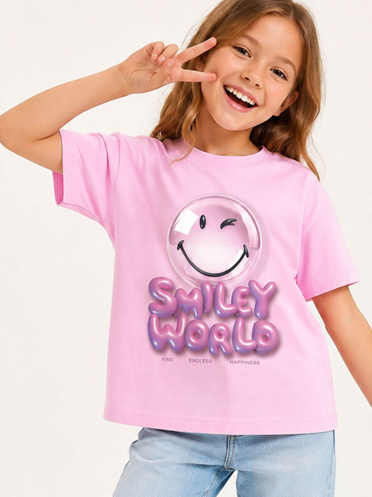 Brand Threads Pink T-Shirt with Iconic Face Print - image 1