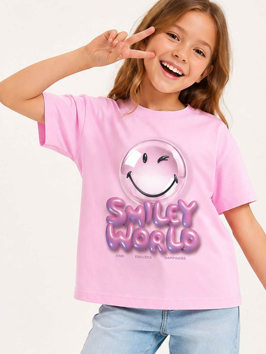Brand Threads Pink T-Shirt with Iconic Face Print - image 1