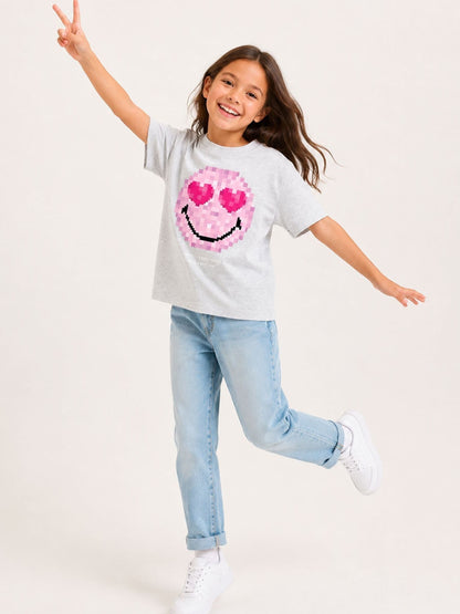 Dsiney Kidz - Brand Threads Grey T-Shirt with Iconic Face Print image 3