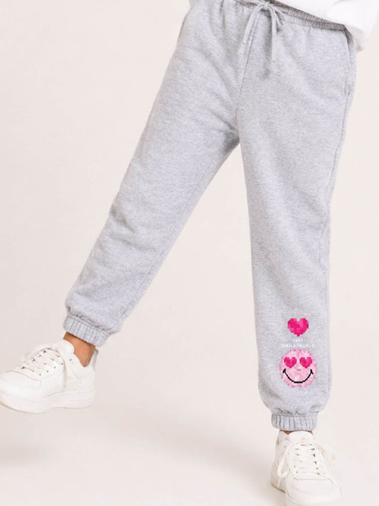 Brand Threads Grey Joggers with Iconic Face Print - image 1