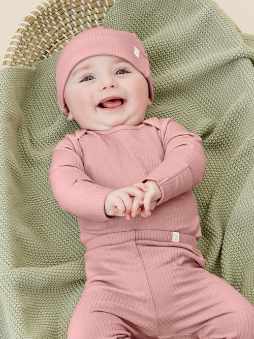 MORI Pink Stretch Baby Hat image 1