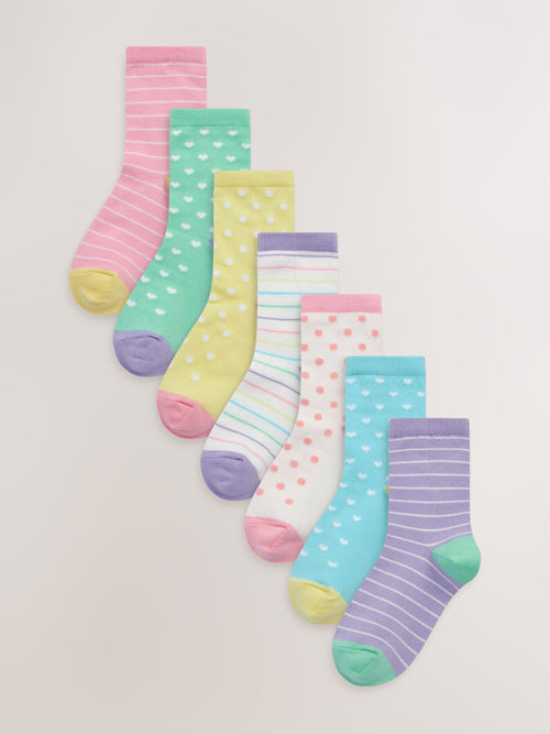 Colourful 7 Pack Cotton Rich Spot Stripe Ankle Socks image 1