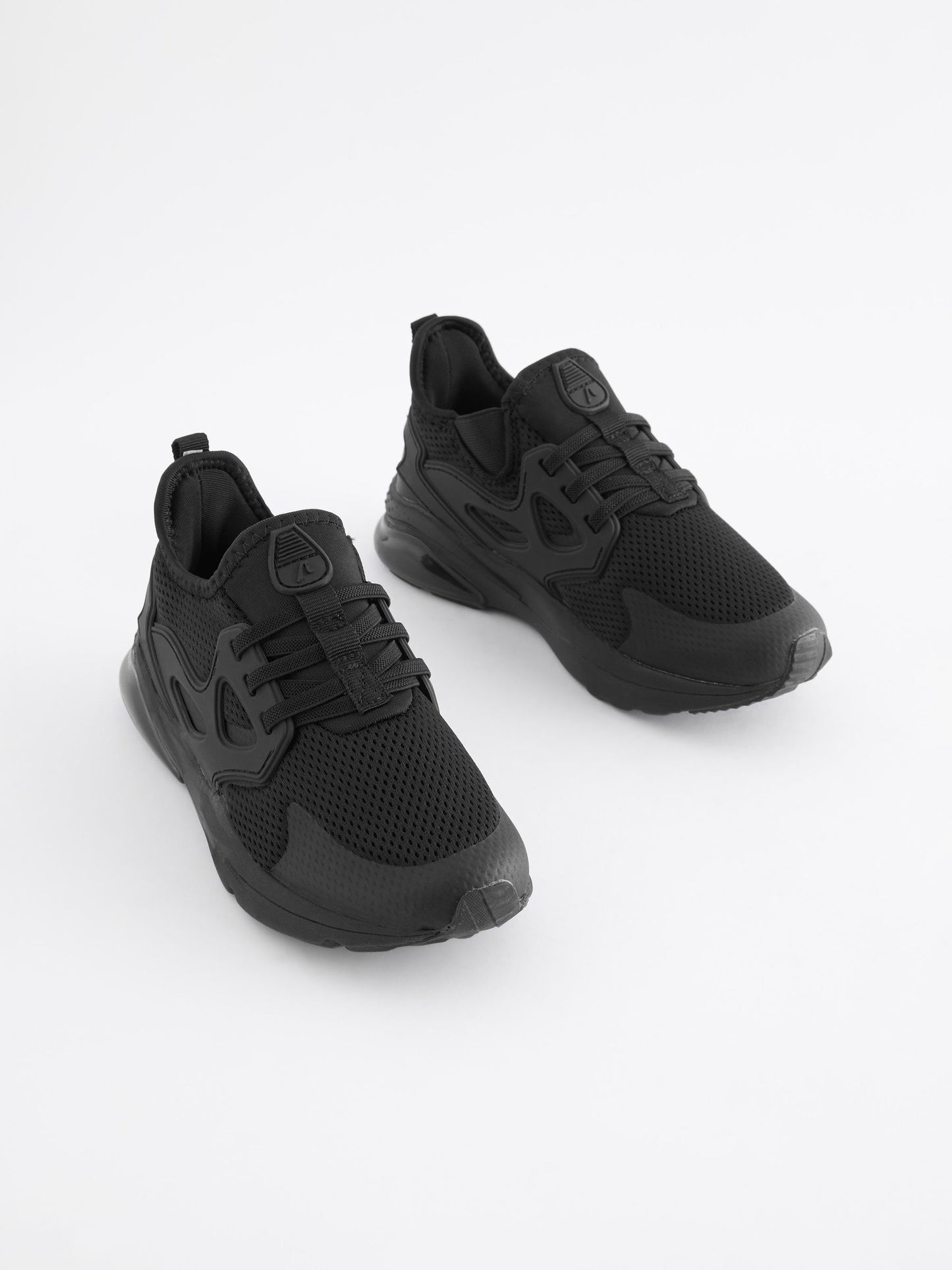 Black Standard Fit (F) Elastic Lace Trainers image 1