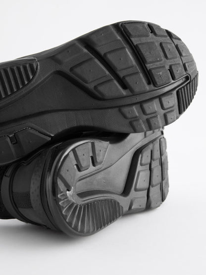 Black Standard Fit (F) Elastic Lace Trainers image 3