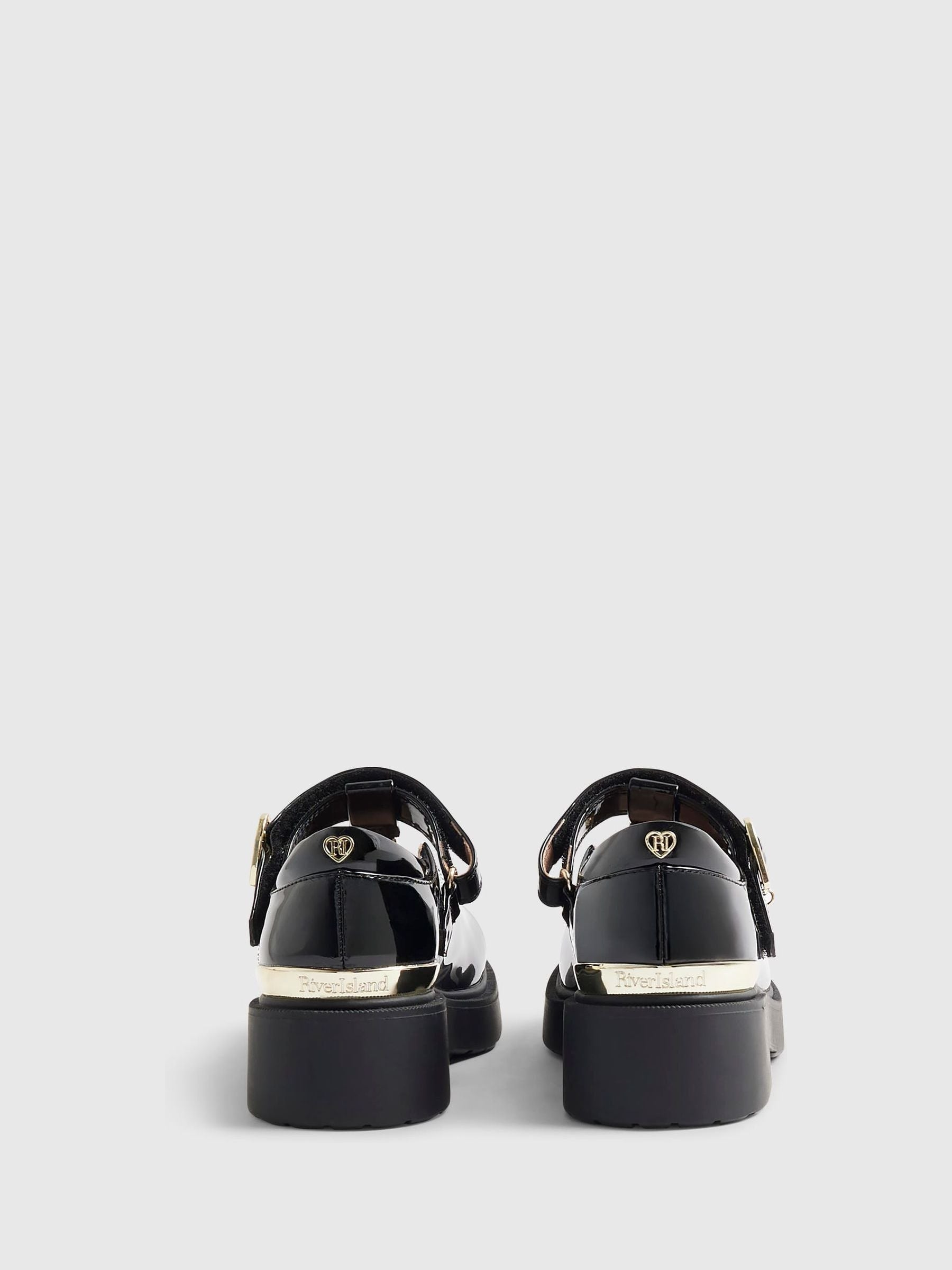 River Island Black Chunky Mary Jane School Shoes image 2