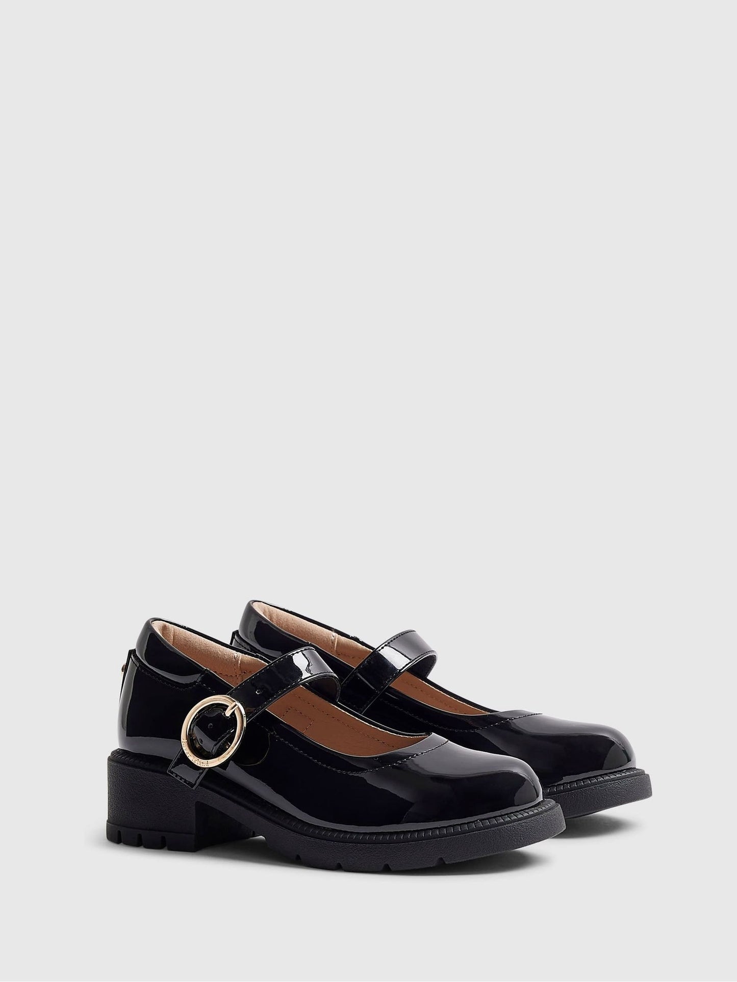 River Island Black Back To School Heeled Mary Jane Shoes image 2