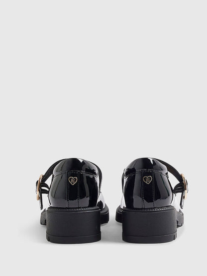 River Island Black Back To School Heeled Mary Jane Shoes image 3