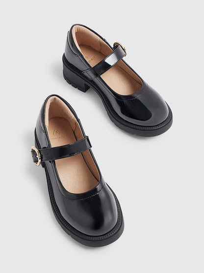 River Island Black Back To School Heeled Mary Jane Shoes image 4