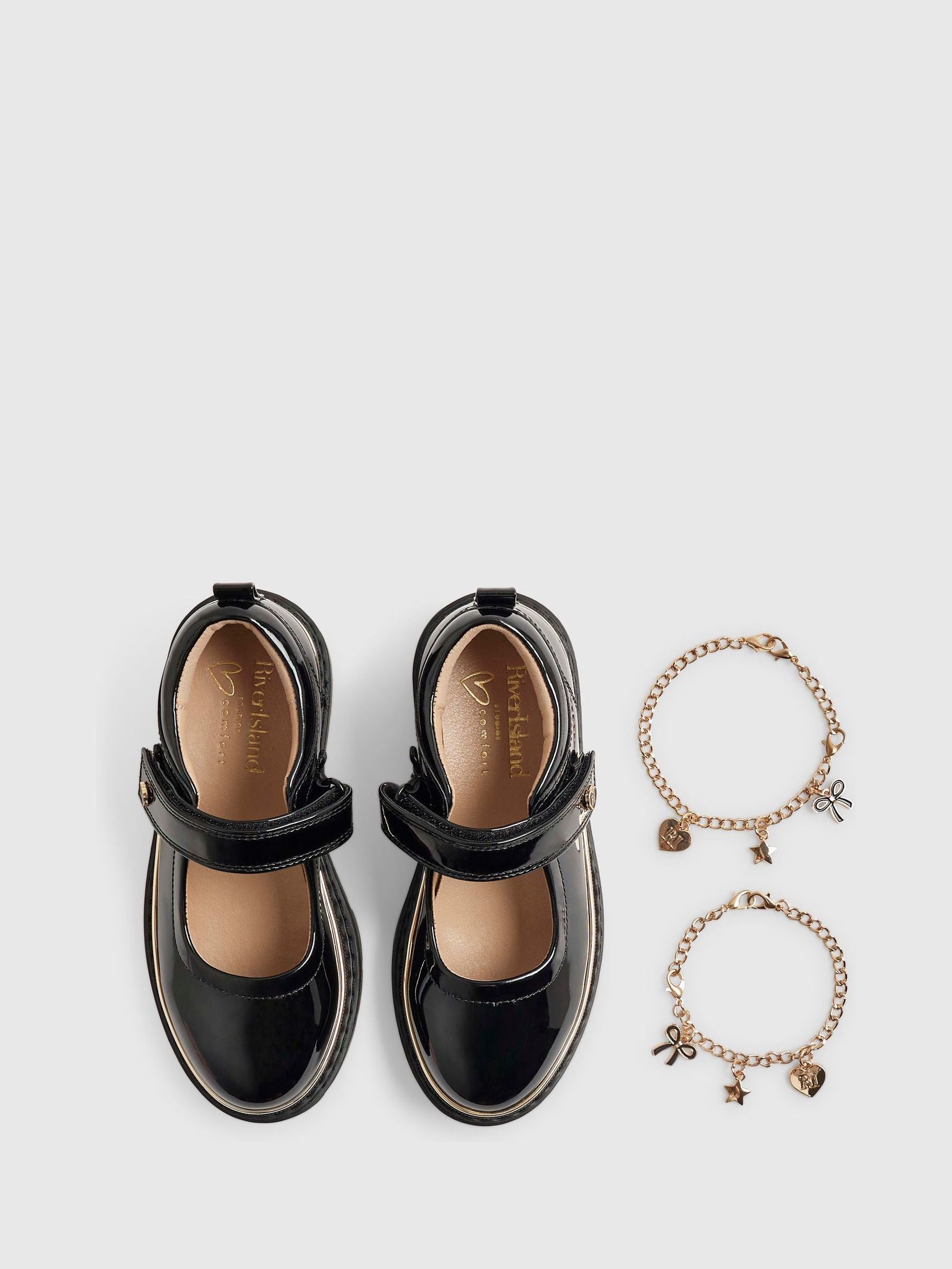 River Island Black Back To School Chain Bracelet Mary Jane Shoes image 4