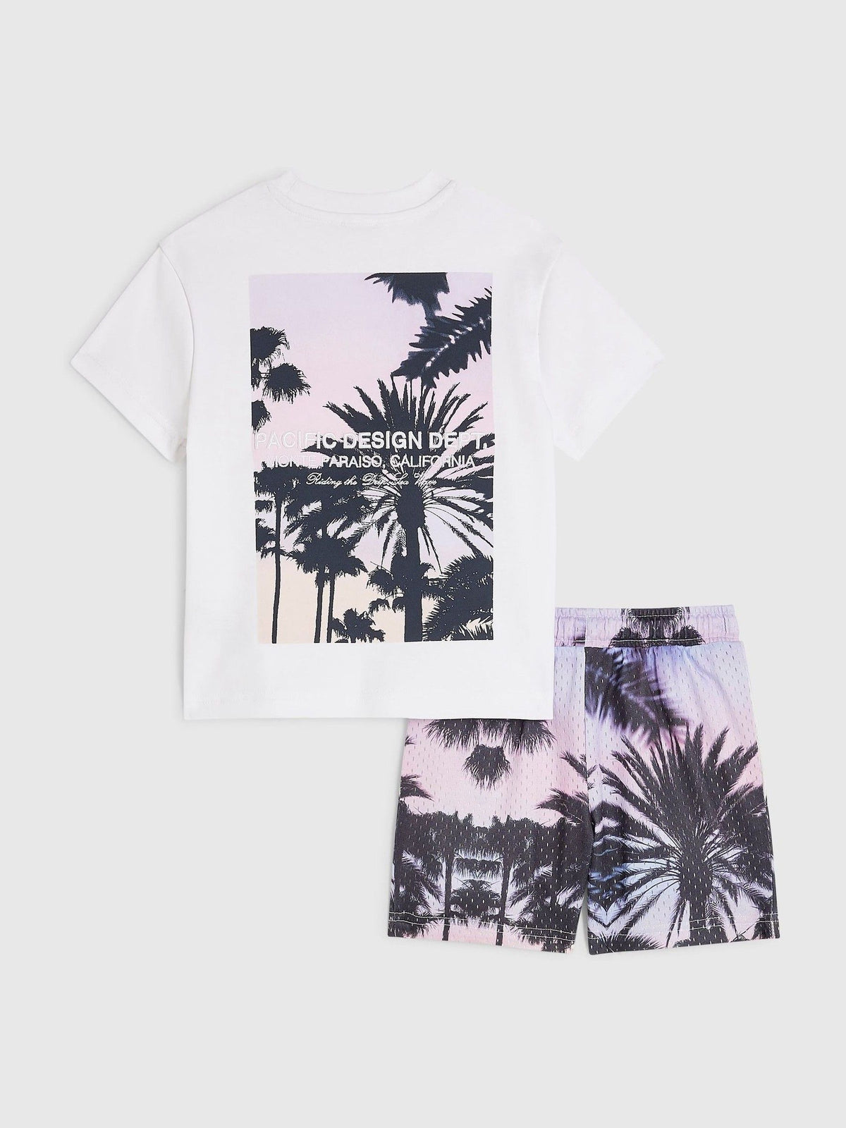 Dsiney Kidz - River Island White Palm Mesh T-Shirt & Shorts Set image 2