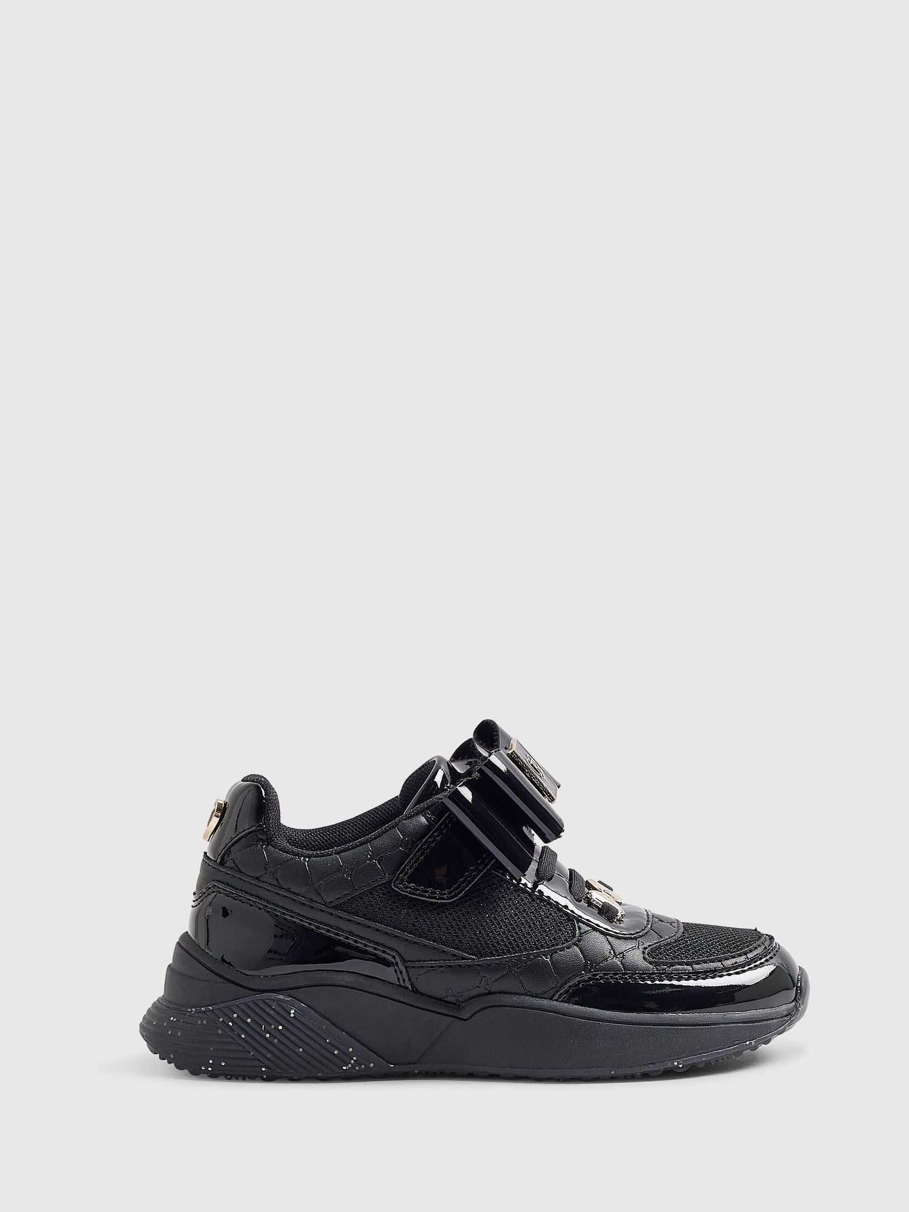 River Island Black Bow School Trainers image 1