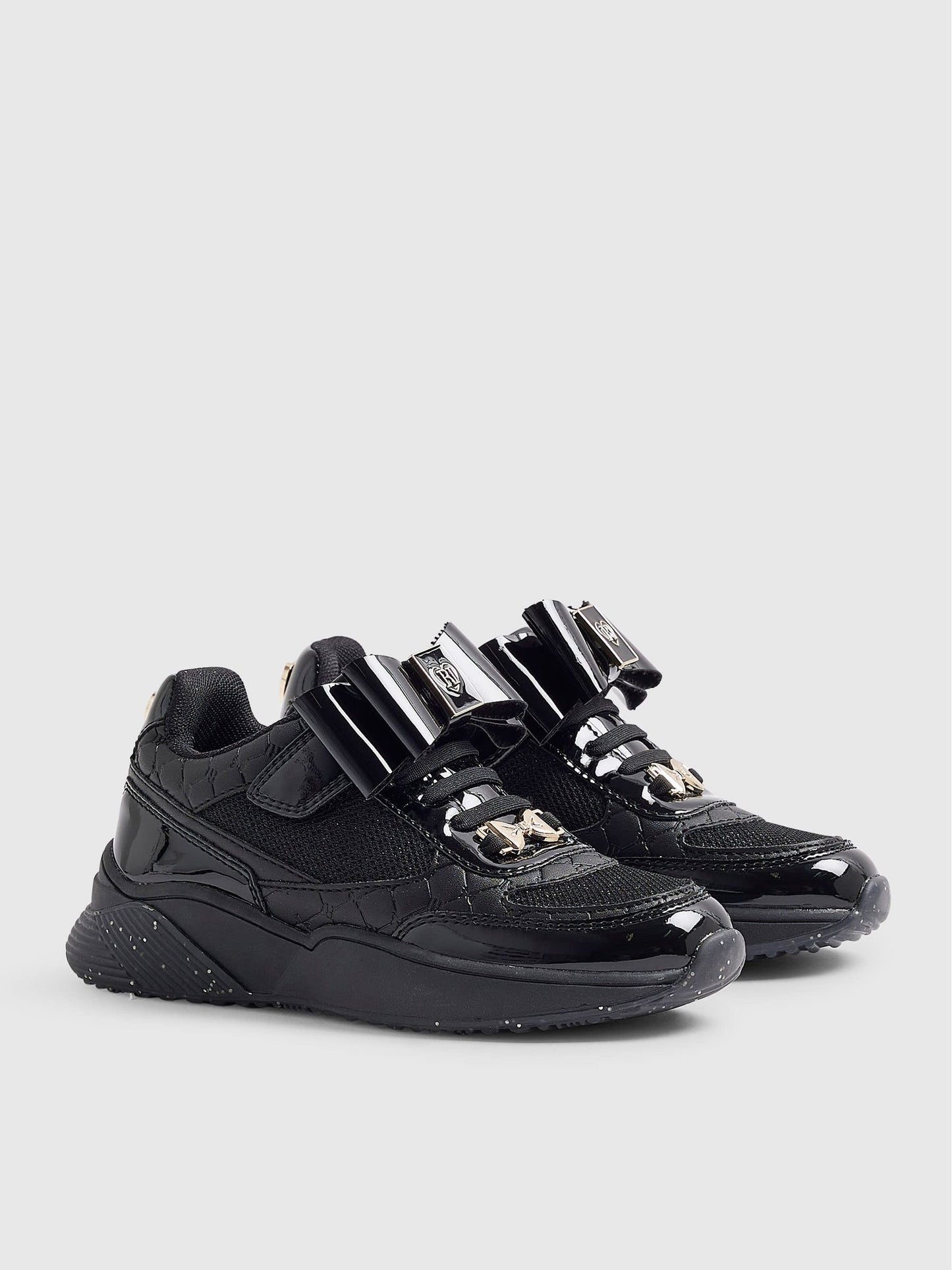 River Island Black Bow School Trainers image 4