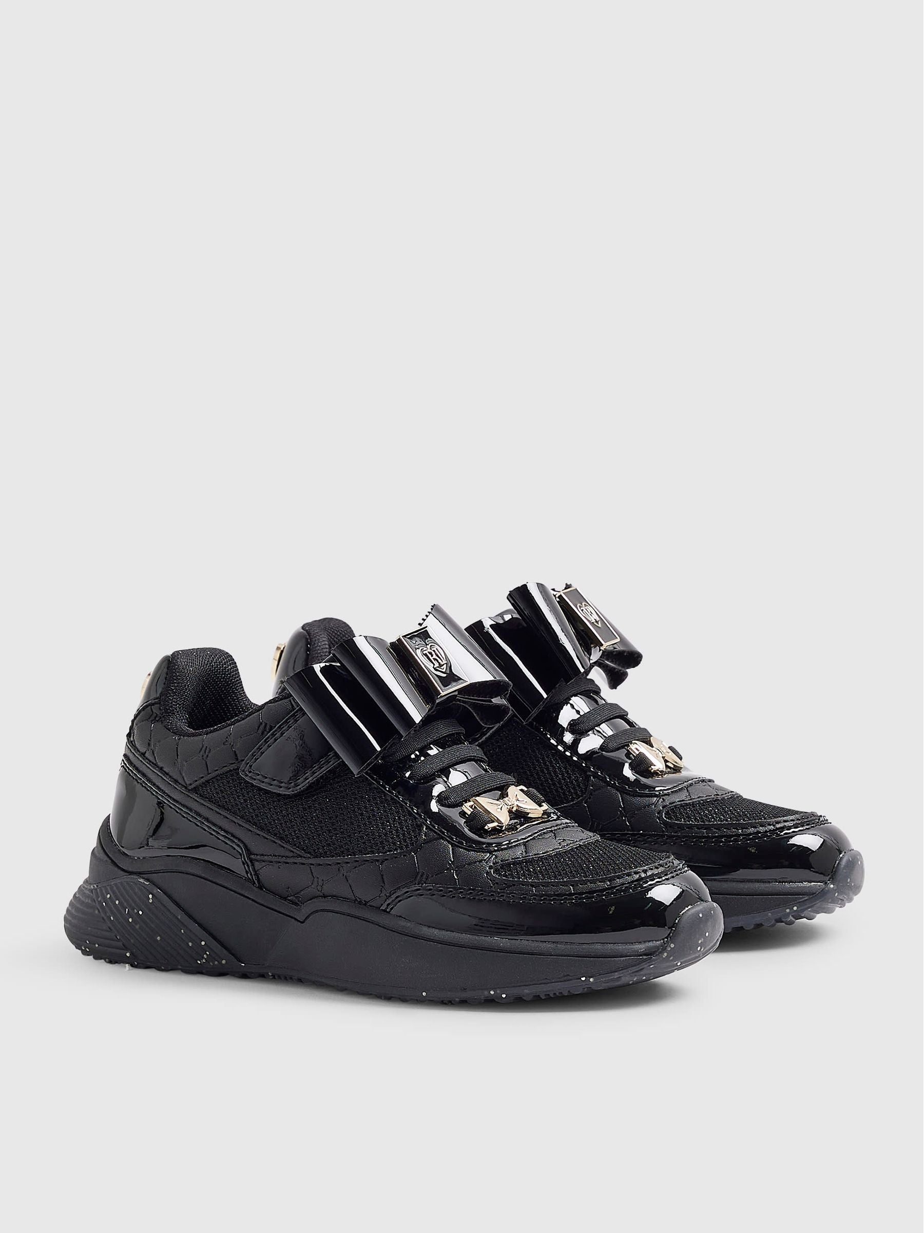 River Island Black Bow School Trainers image 4