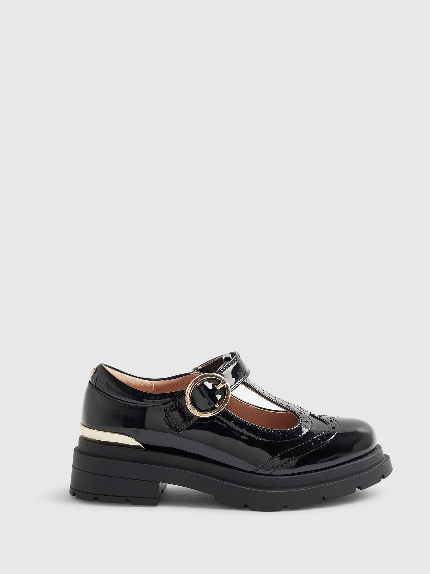 River Island Black Back To School Chunky Brogue Shoes image 1