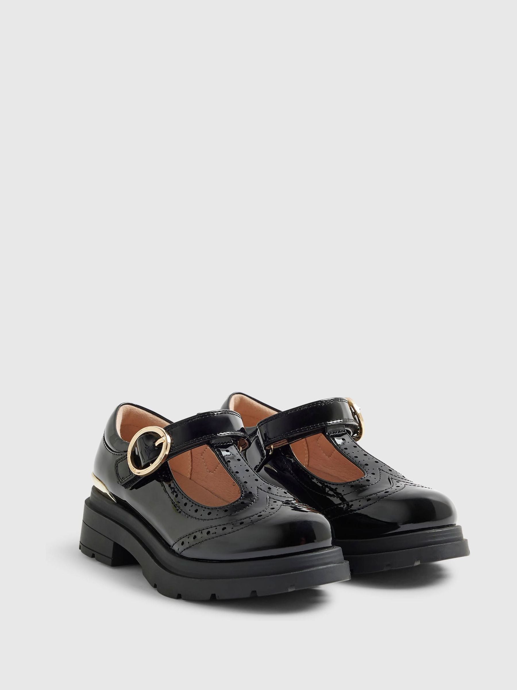 River Island Black Back To School Chunky Brogue Shoes image 2