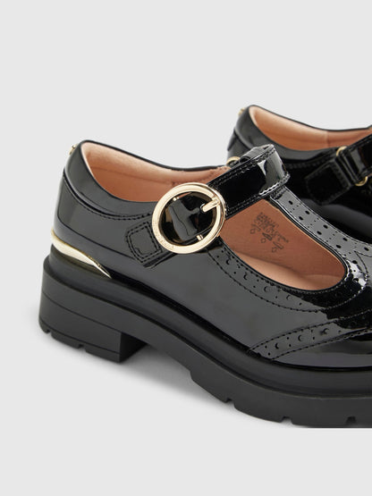 River Island Black Back To School Chunky Brogue Shoes image 4