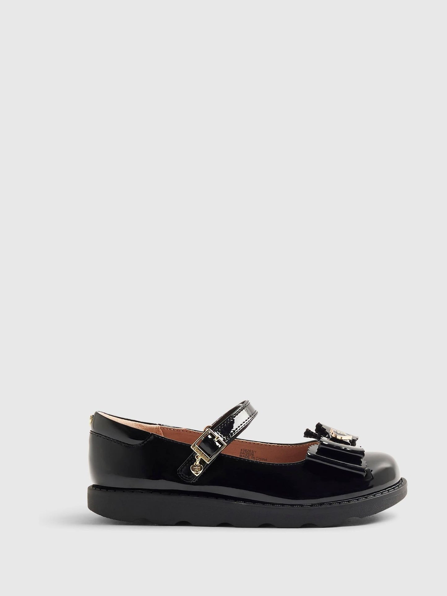 River Island Black Back To School Bow Mary Jane Shoes image 1