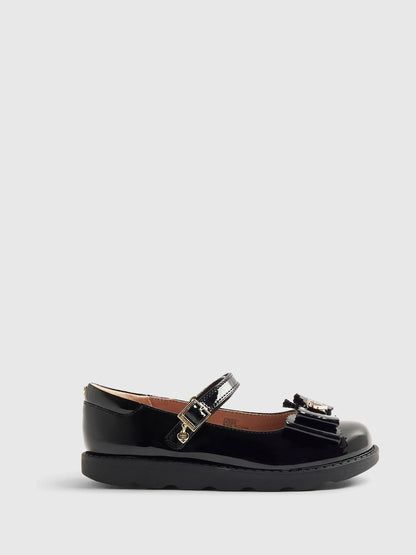 River Island Black Back To School Bow Mary Jane Shoes image 1