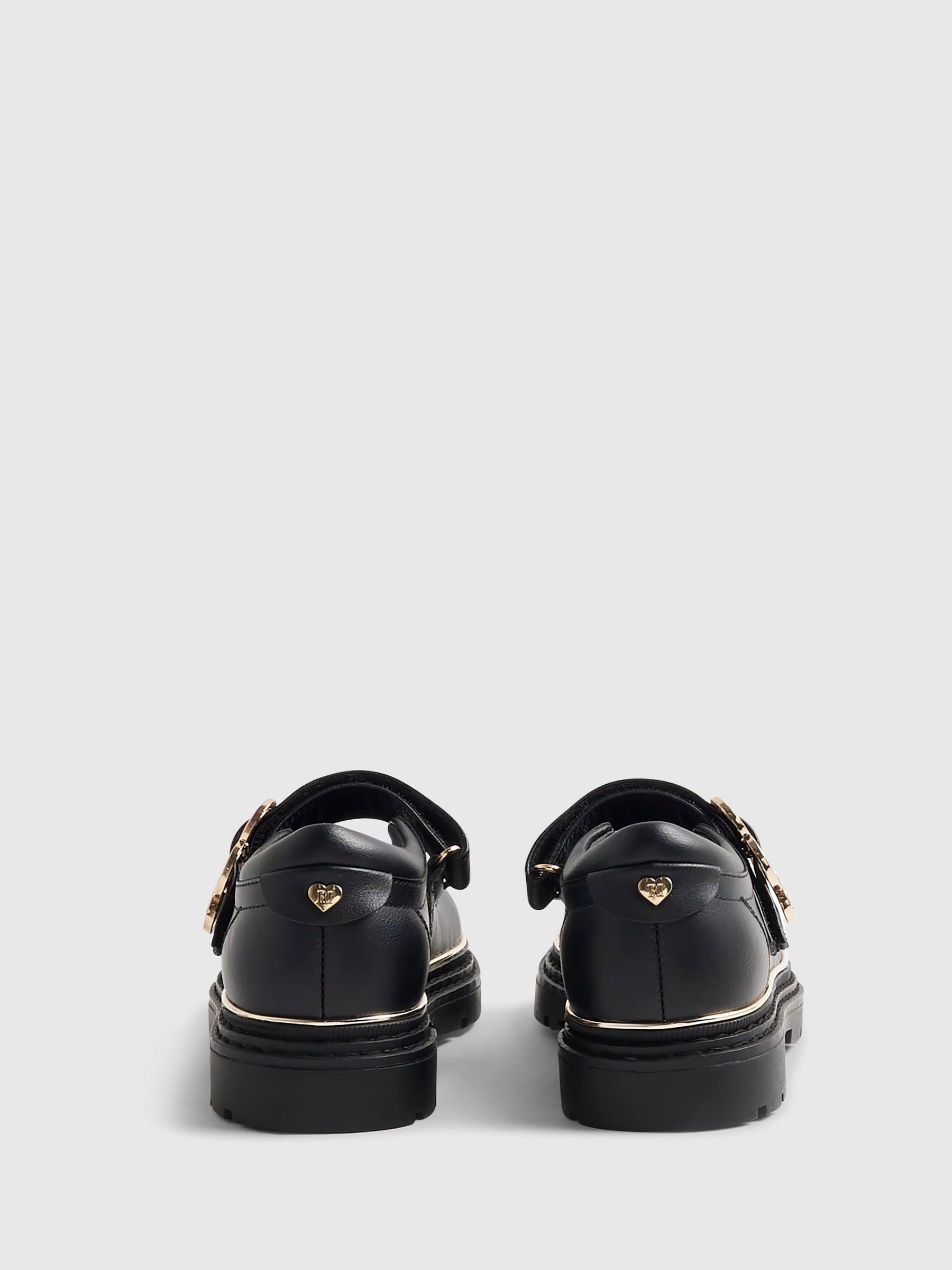 River Island Black Heart Buckle Mary Jane School Shoes image 3