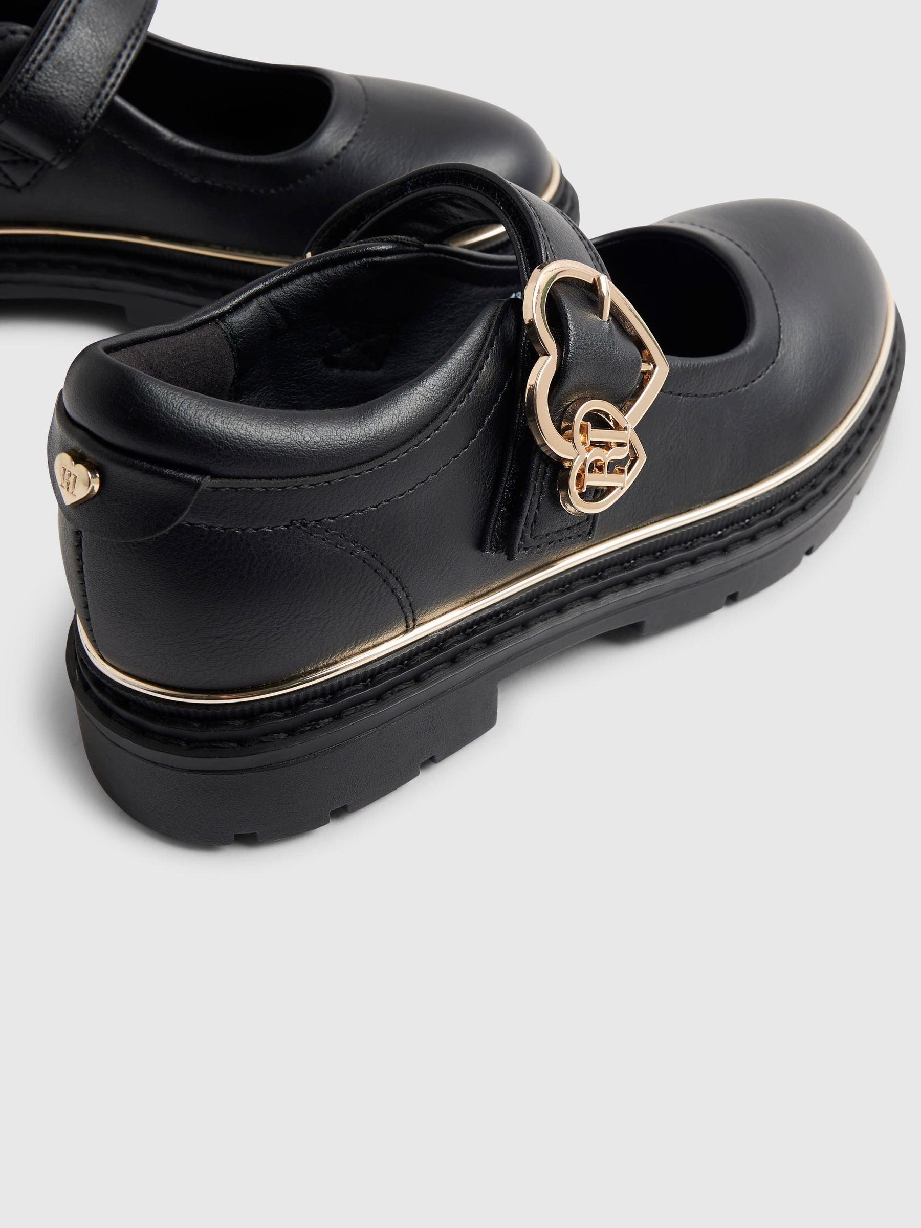 River Island Black Heart Buckle Mary Jane School Shoes image 4