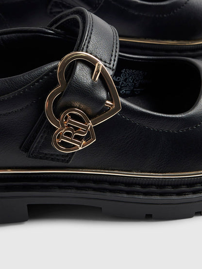 River Island Black Heart Buckle Mary Jane School Shoes image 5