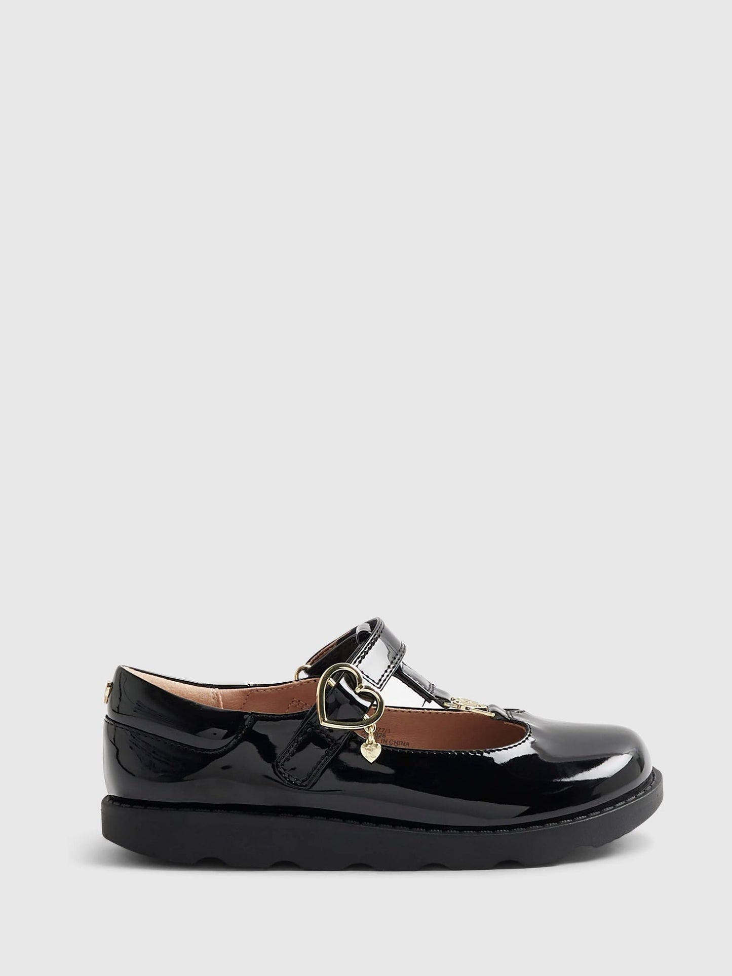 River Island Black Patent T-Bar Mary Jane School Shoes image 1