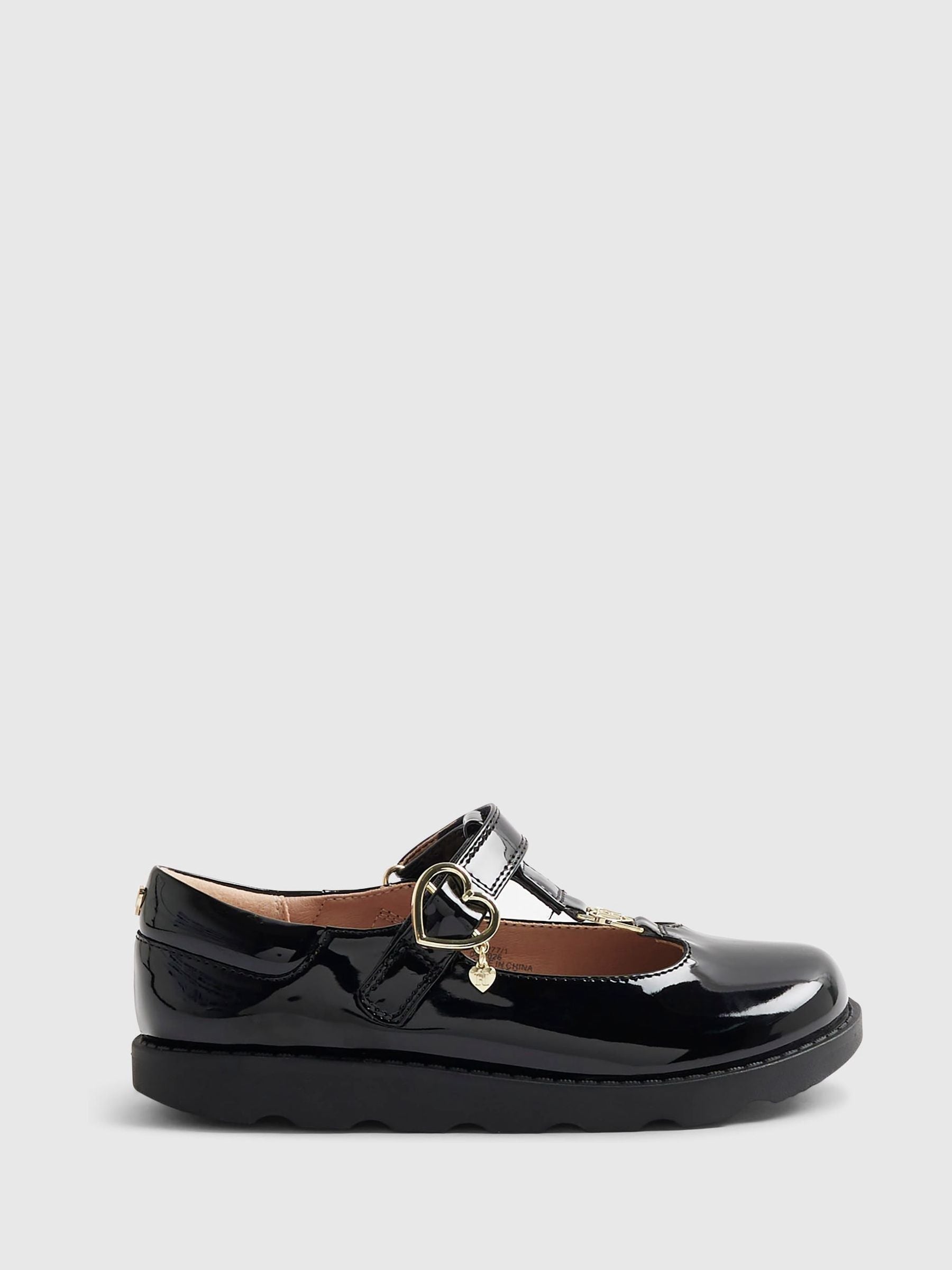 River Island Black Patent T-Bar Mary Jane School Shoes image 1