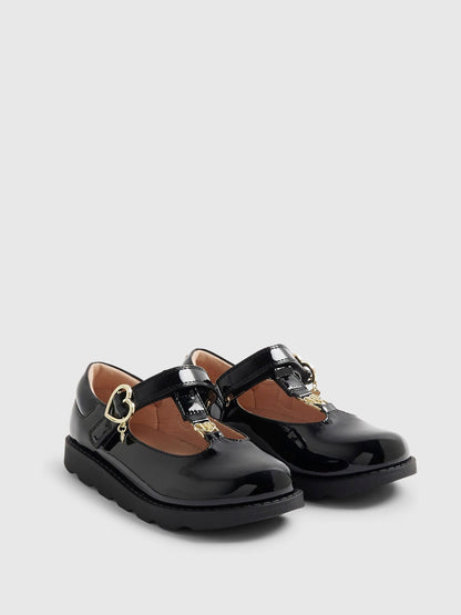 River Island Black Patent T-Bar Mary Jane School Shoes image 2
