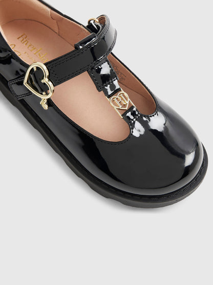 River Island Black Patent T-Bar Mary Jane School Shoes image 5