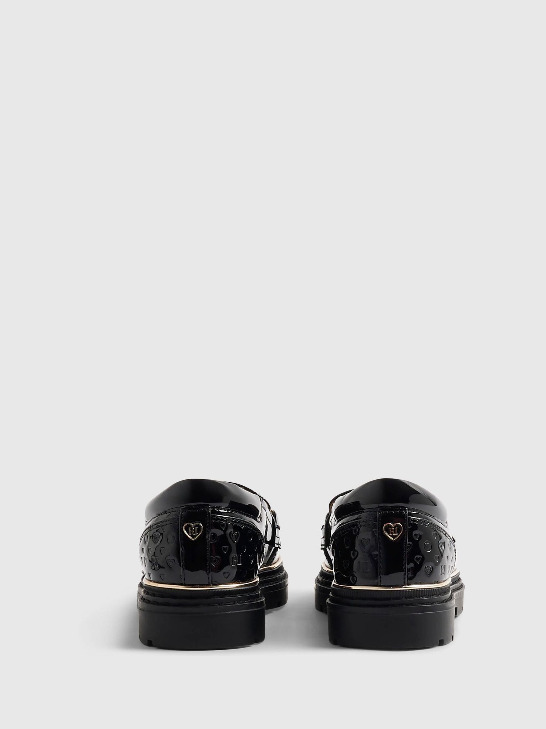 River Island Black Heart Snaffle School Loafers image 3