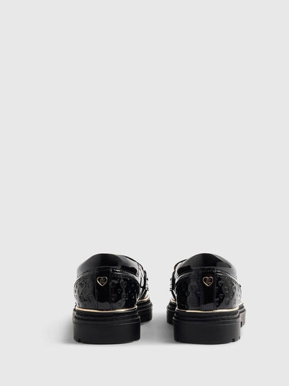 River Island Black Heart Snaffle School Loafers image 3