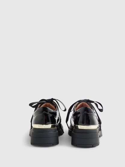 River Island Black Lace Up Brogue School Shoes image 2