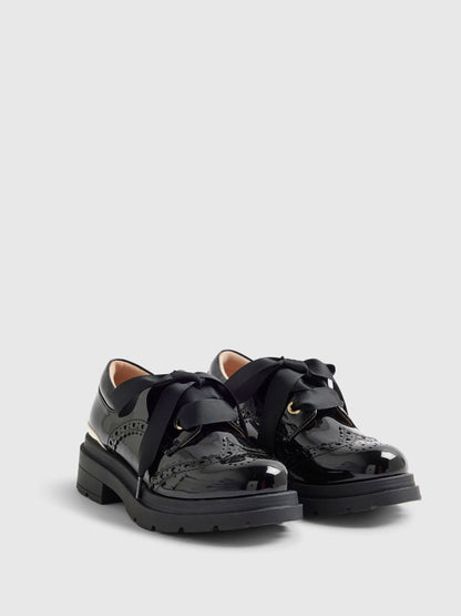 River Island Black Lace Up Brogue School Shoes image 3