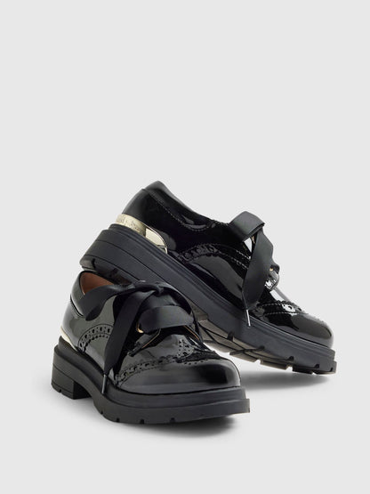 River Island Black Lace Up Brogue School Shoes image 4