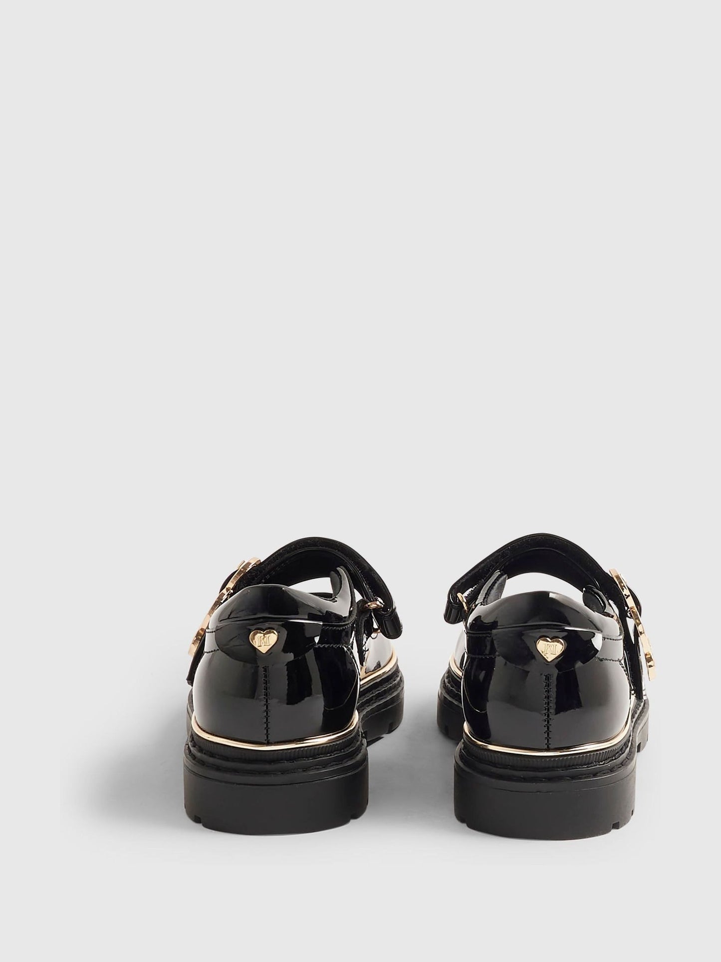 River Island Black Back To School Double Heart Mary Jane Shoes image 3