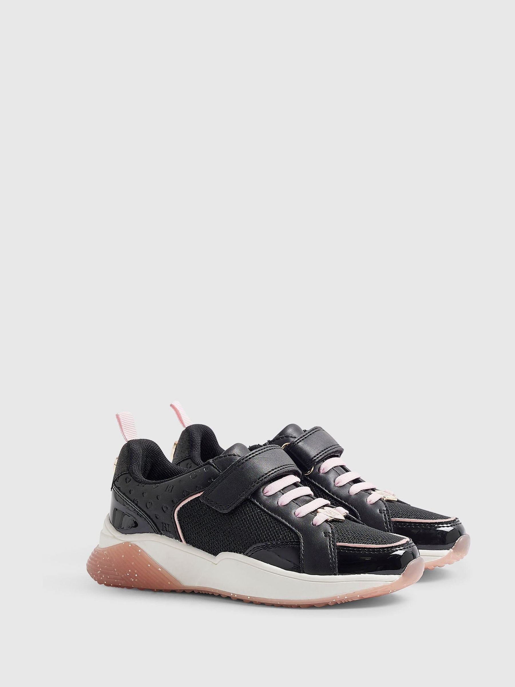 River Island Pink/Black Back To School Lace Trainers image 2