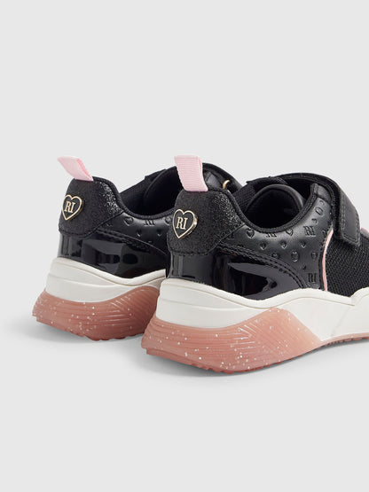 River Island Pink/Black Back To School Lace Trainers image 4