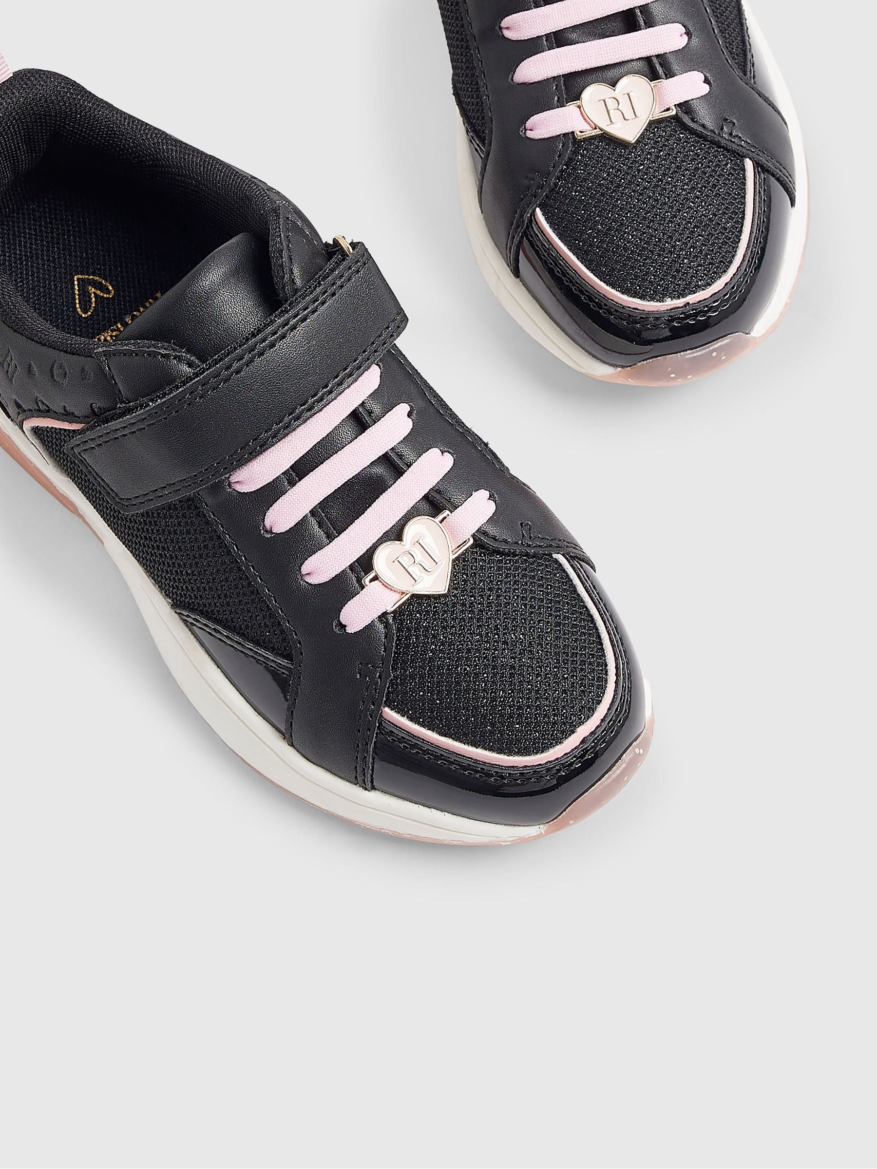 River Island Pink/Black Back To School Lace Trainers image 5