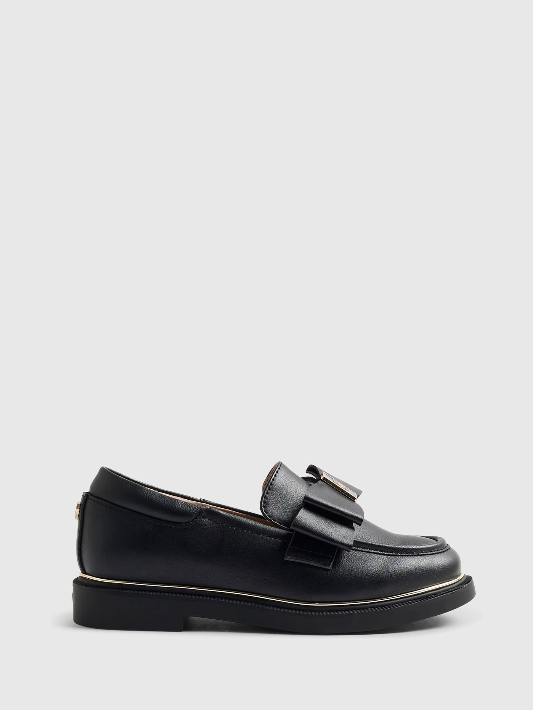 River Island Black Back To School Bow Loafers image 1