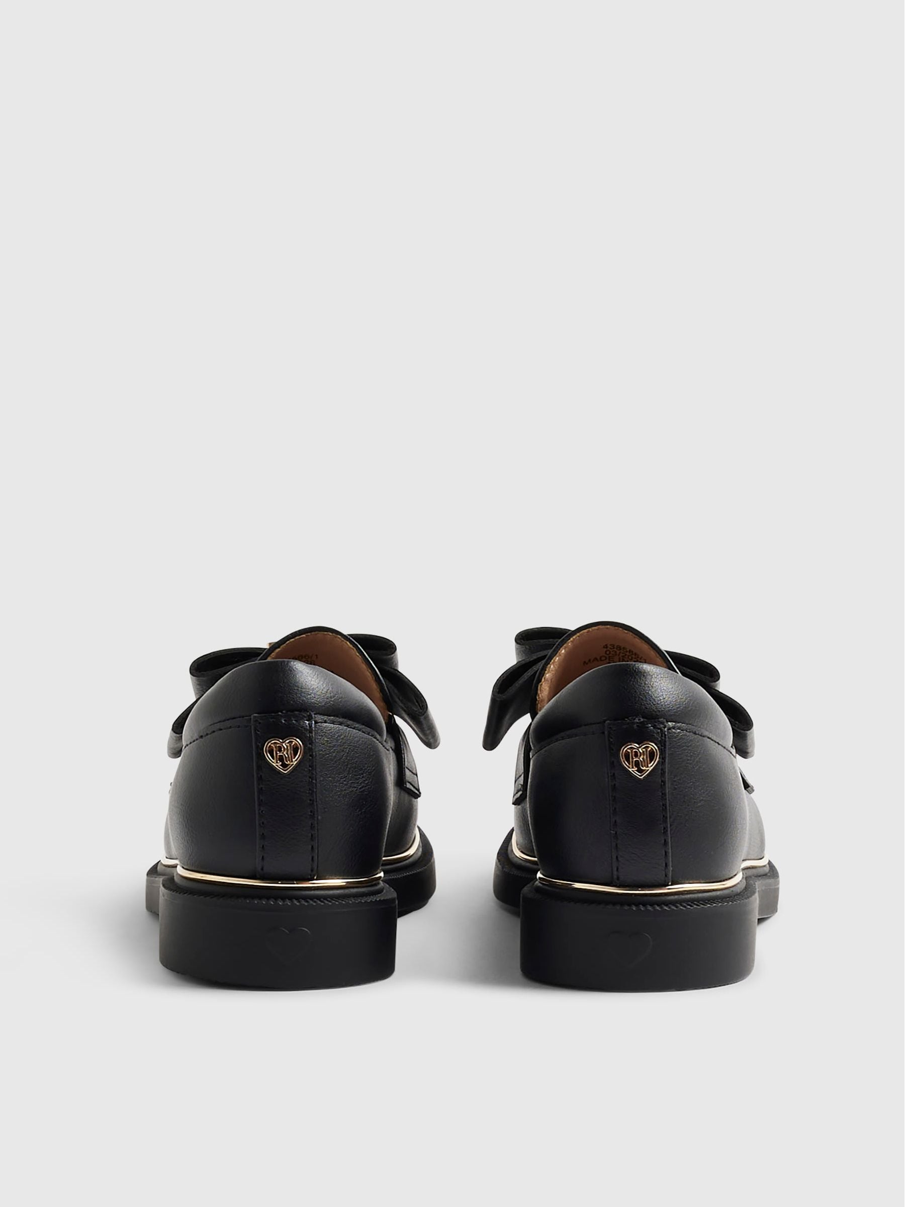 River Island Black Back To School Bow Loafers image 2