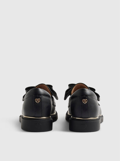 River Island Black Back To School Bow Loafers image 2