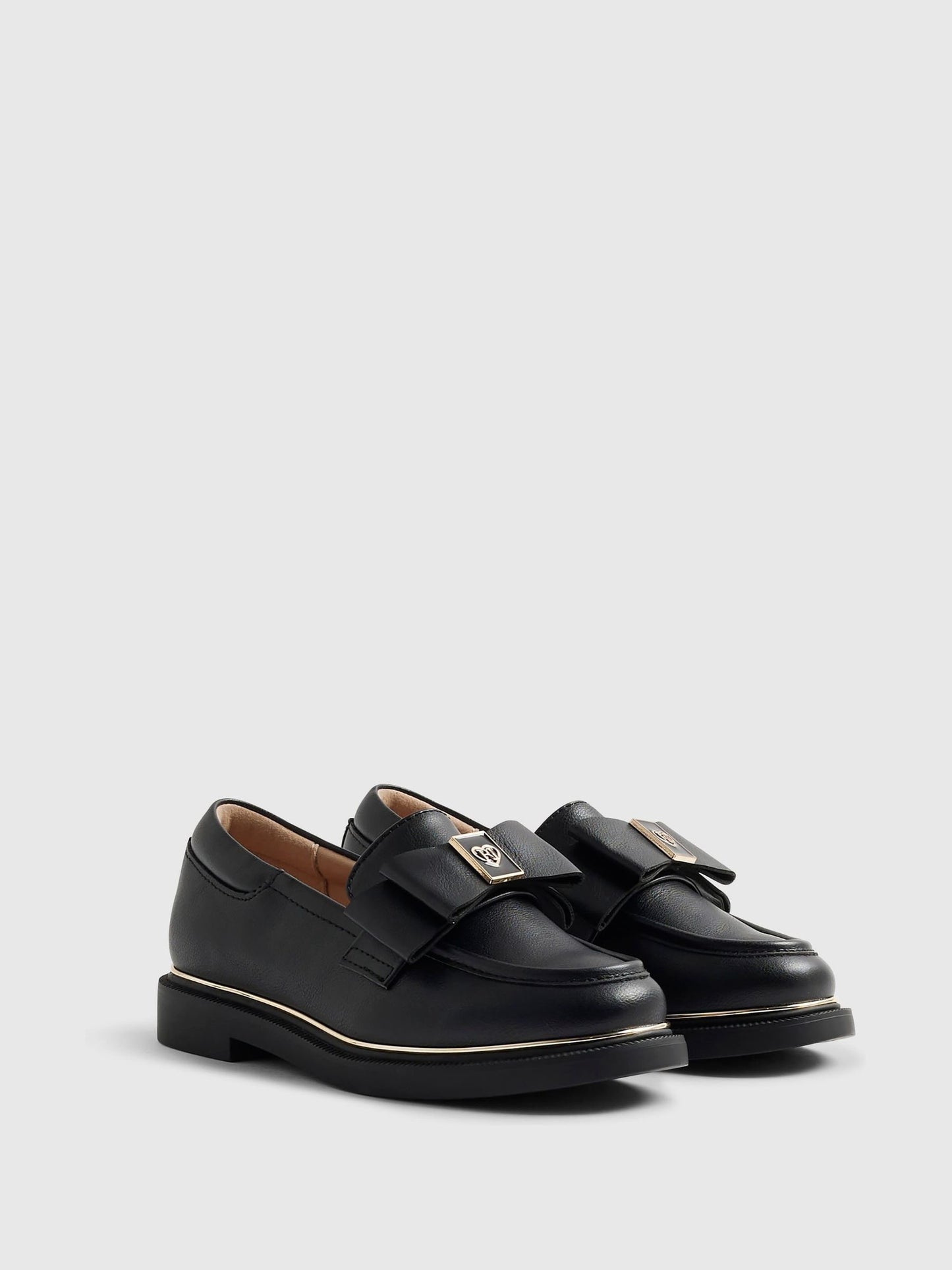 River Island Black Back To School Bow Loafers image 3