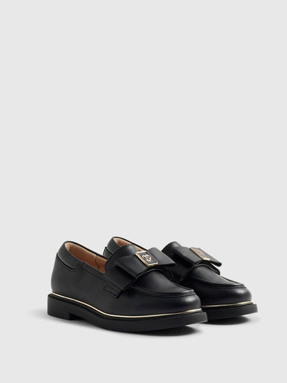 River Island Black Back To School Bow Loafers image 3