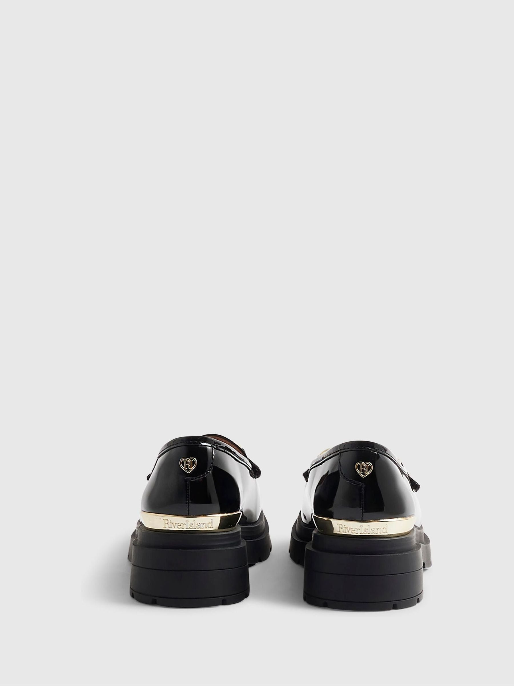 River Island Black Slip On Interchangeable School Loafers image 2