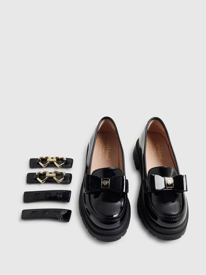 River Island Black Slip On Interchangeable School Loafers image 4