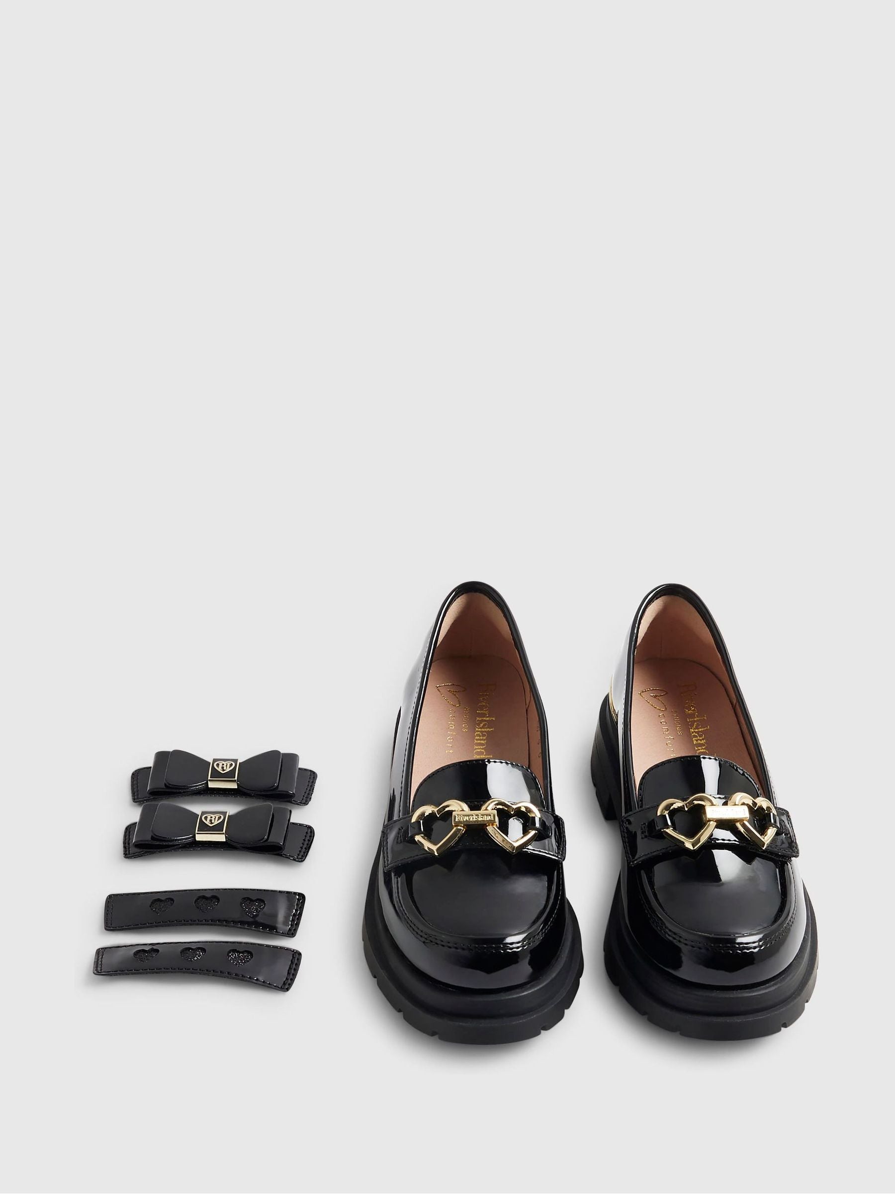 River Island Black Slip On Interchangeable School Loafers image 5