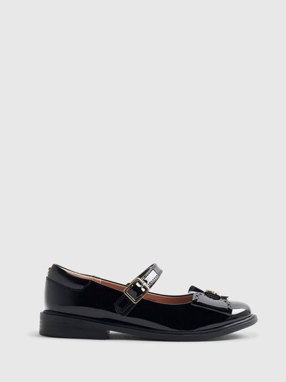 River Island Black Back To School Heart Ballet Pumps image 1
