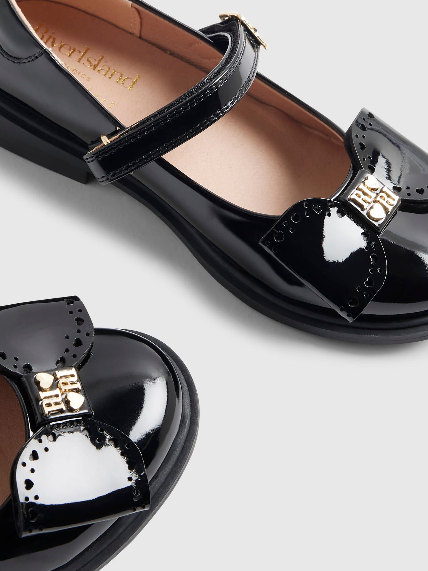 River Island Black Back To School Heart Ballet Pumps image 5