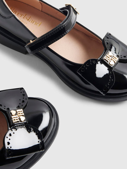 River Island Black Back To School Heart Ballet Pumps image 5